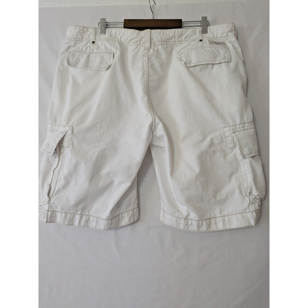 Vintage Polo Ralph Lauren Mens Cargo Shorts White Cotton Size 42 Drawstring - Picture 6 of 14
